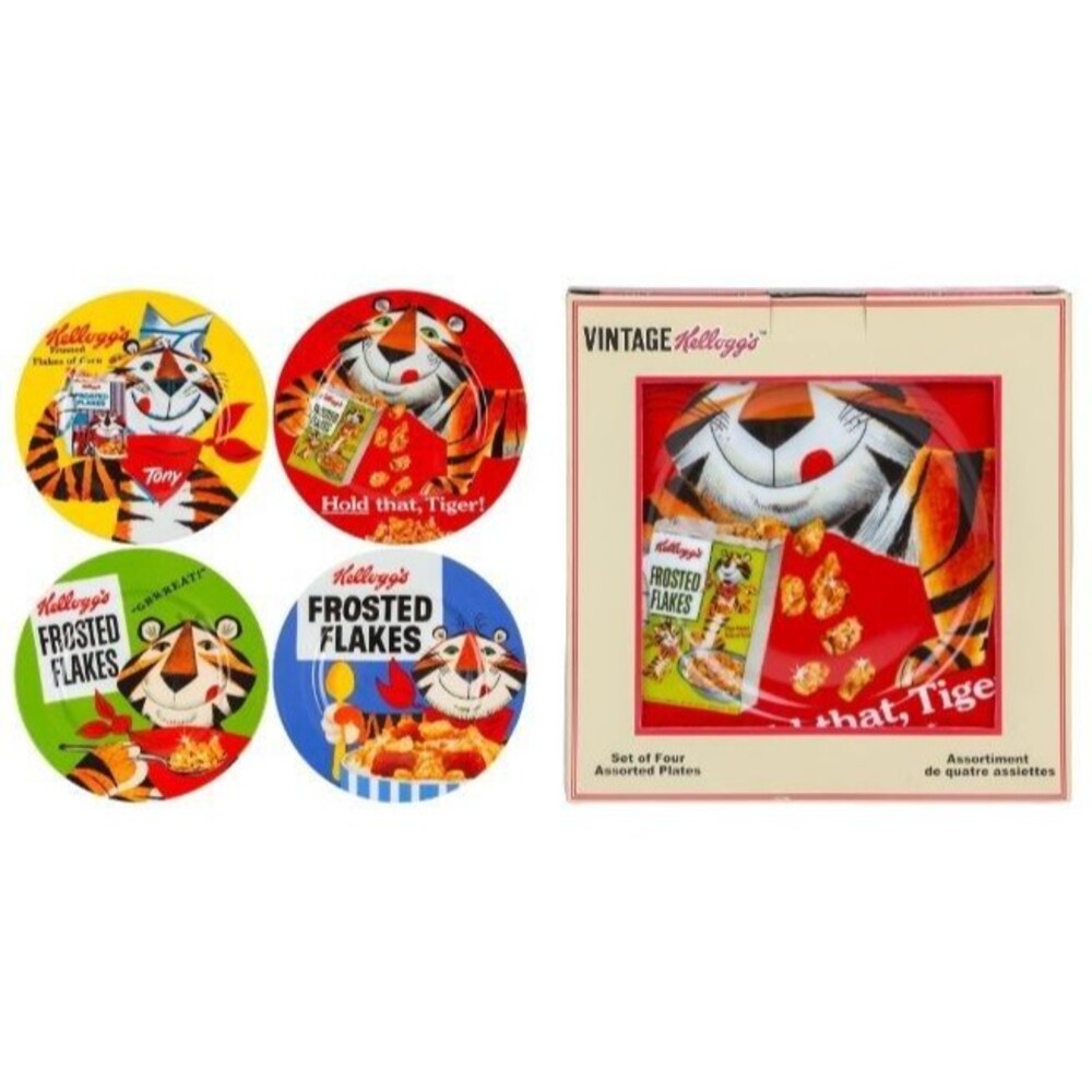 Tony the Tiger 8 inch Ceramic Plates Set of 4  In Gift box 2016 Cereal Box